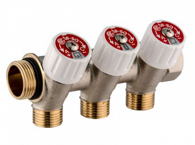 1135957 USYSTEMS коллектор SH 1" с вентилями НР/ВР 3x3/4"НР Евроконус, ц/ц 50мм '3И