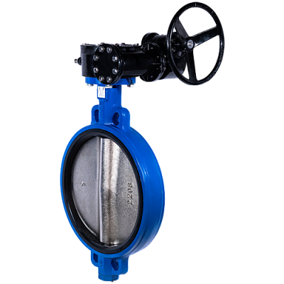Затвор дисковый Ridval тип RVB 01 DN250 PN16,корпус чугун, диск чугун, EPDM, Редуктор СИНИЙ